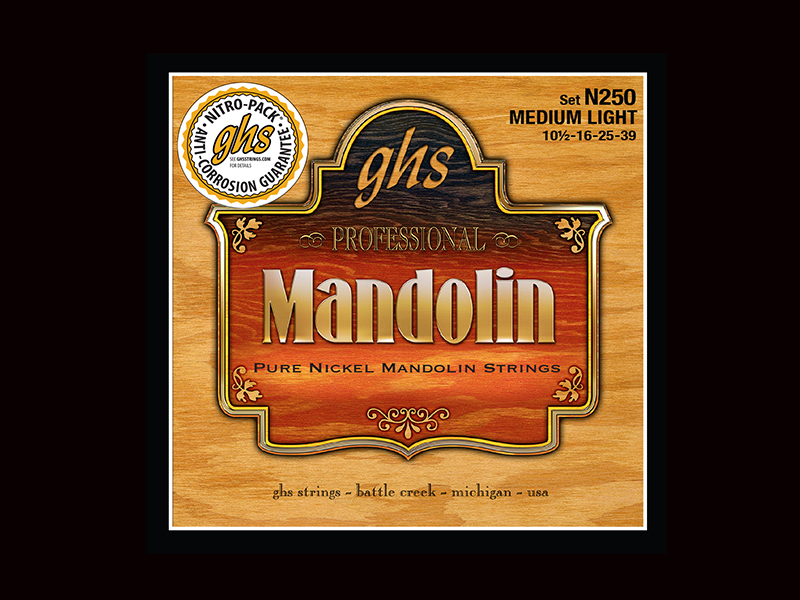 Cordes Mandoline GHS Pure Nickel - N250 Medium Light - Son Vintage - Jeu Complet