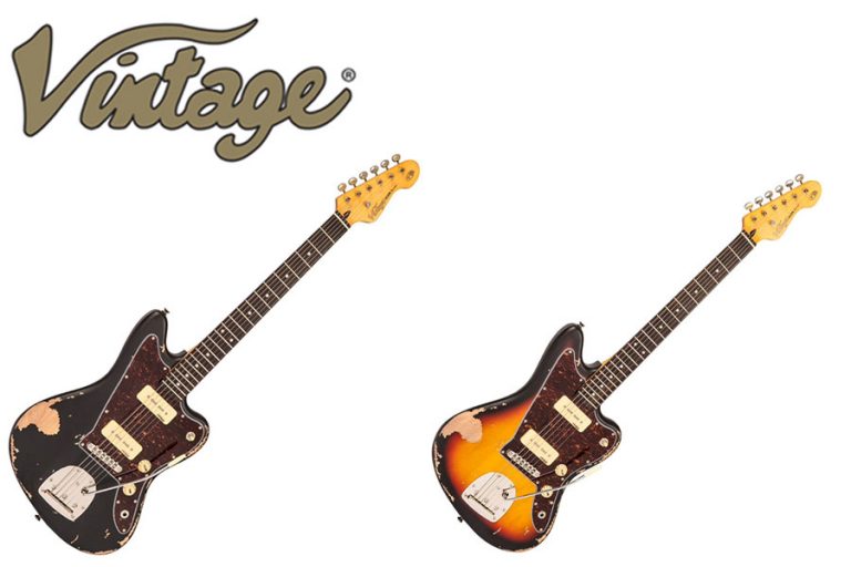 Vintage introduce V65 with vibrato to the ICON Series in distressed Black & Sunburst finishes