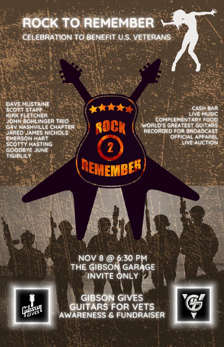 Gibson and Guitars For Vets Announce “Rock To Remember” Benefit Concert and Live Auction