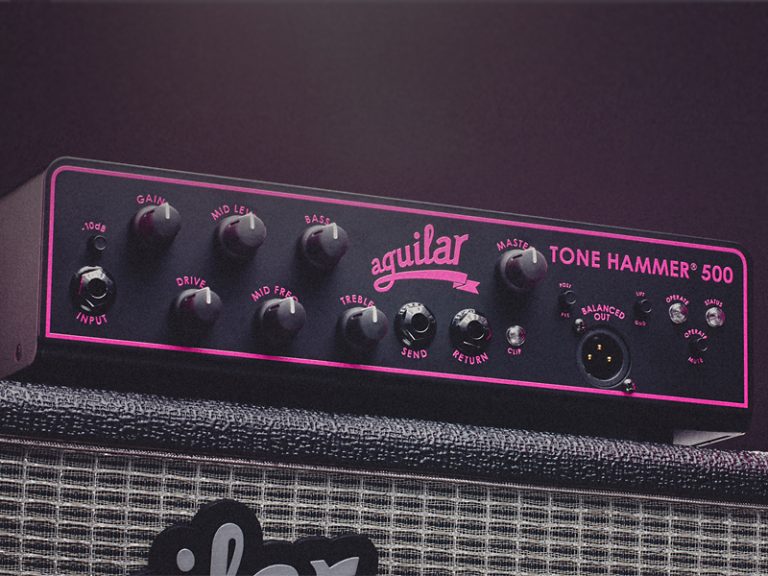 Limited Edition Breast Cancer Awareness Tone Hammer® 500 from Aguilar Amplification