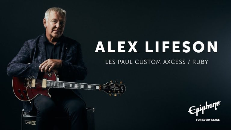 RUSH Lead Guitarist Alex Lifeson Debuts New Epiphone Les Paul Custom in Ruby